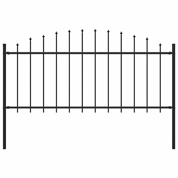 vidaXL Garden Fence with Spear Top Steel 71.3"x29.5" Black