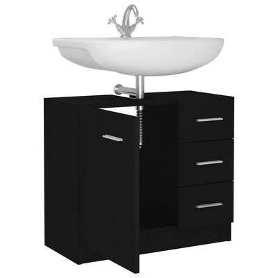 vidaXL Sink Cabinet Black 24.8"x11.8"x21.3" Engineered Wood