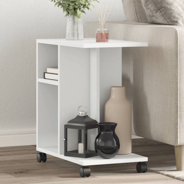 vidaXL Side Table White Engineered wood Small Side Table Rectangular