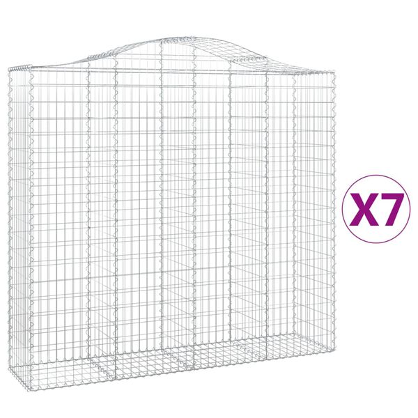 vidaXL Gabion Basket Set of 7 Silver Galvanized Iron Large Durable
