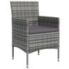 vidaXL Garden Dining Set Grey Poly Rattan 7 Piece Durable