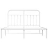 vidaXL Bed Frame White Steel Double Size Bed Frame Rectangular