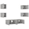 vidaXL 6 Piece TV Wall Units with LED Concrete Gray Engineered Wood