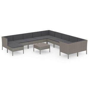 vidaXL Outdoor Lounge Set Grey PE rattan Large Modular