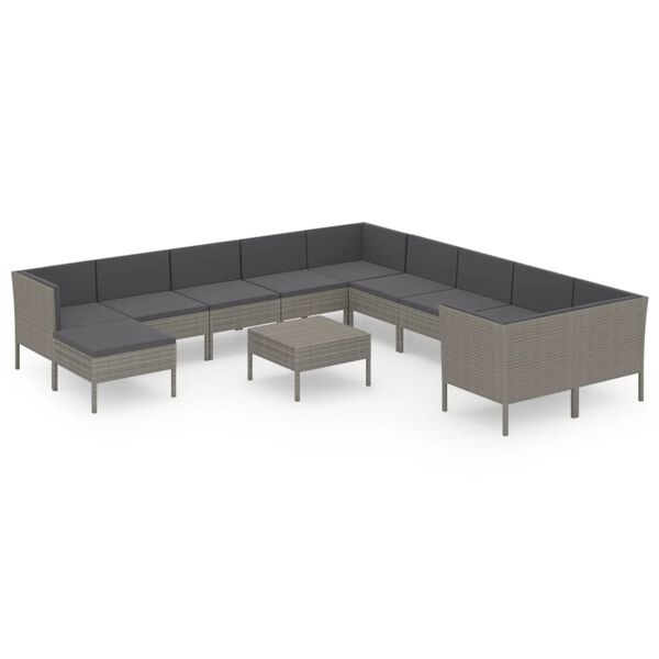 vidaXL Outdoor Lounge Set Grey PE rattan Large Modular