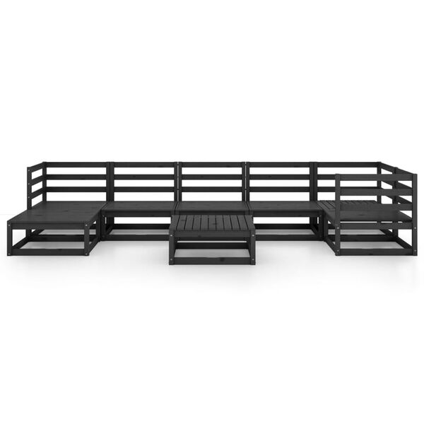 vidaXL Garden Lounge Set Black Solid pinewood Modular Garden Lounge Set