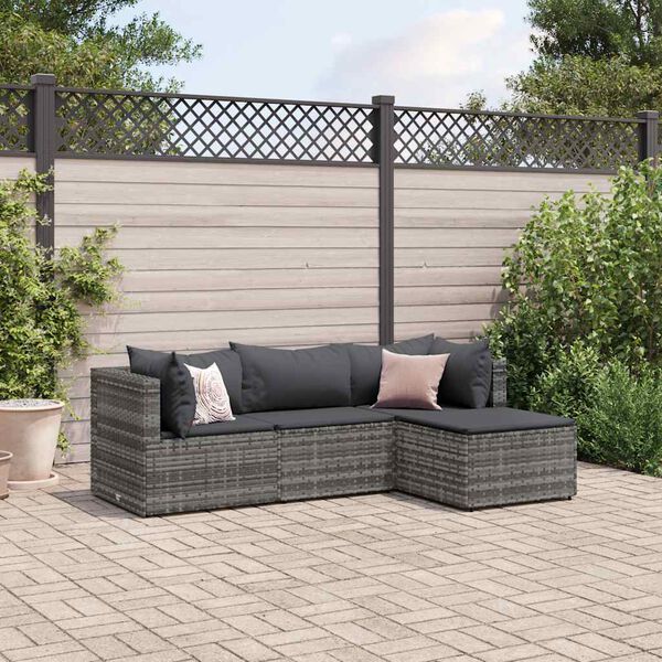 vidaXL Patio Lounge Set Set of 4 Grey
