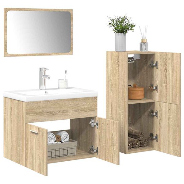 vidaXL Bathroom Furniture Set Sonoma oak Engineered wood