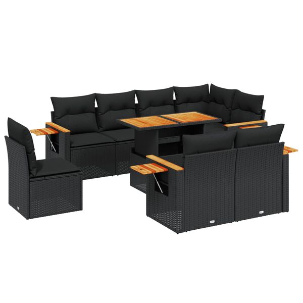 vidaXL Garden Sofa Set Black