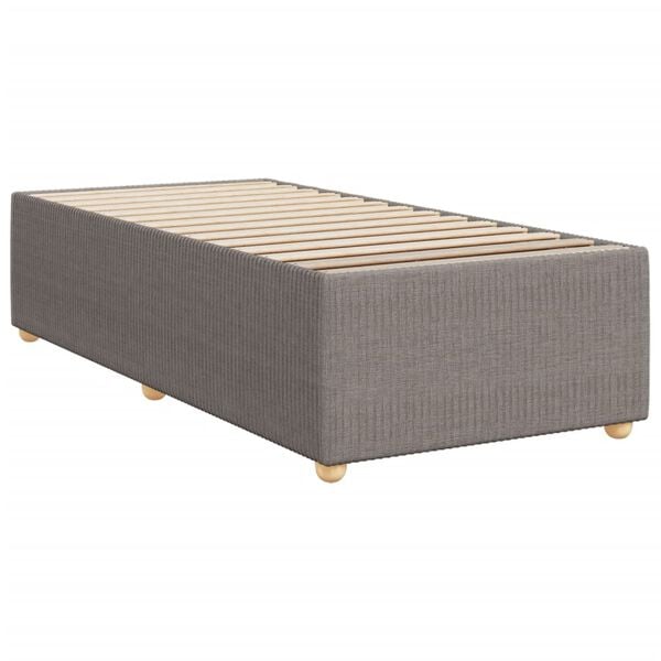 vidaXL Bed Frame Taupe Polyester, Plywood, Engineered Wood Twin Durable