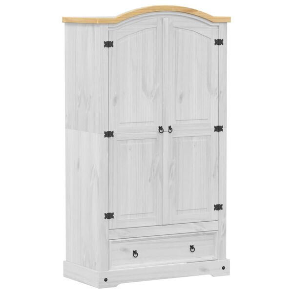 vidaXL Wardrobe White Solid pine wood, engineered wood, metal