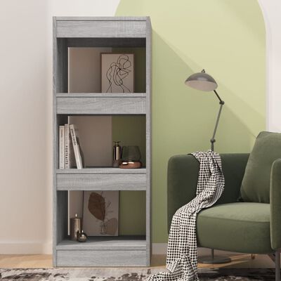 vidaXL Book Cabinet/Room Divider Gray Sonoma 15.7"x11.8"x40.6" Engineered Wood