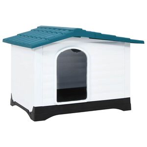 vidaXL Dog House Blue, White, Black Polypropylene 35.6 x 26.8 x 26.0 in