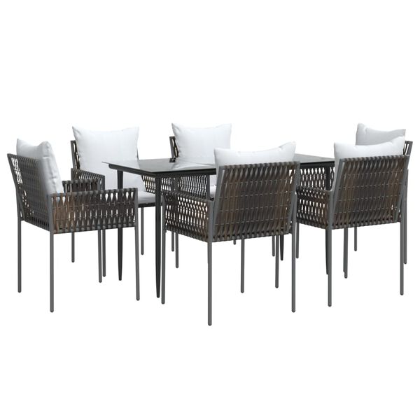 vidaXL Garden Dining Set Brown, Cream White, Black