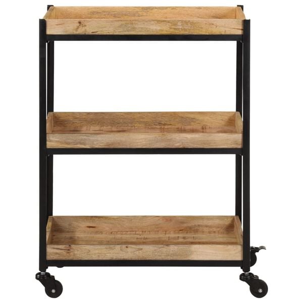 vidaXL Kitchen Trolley 23.6"x15.7"x31.5" Solid Rough Wood Mango