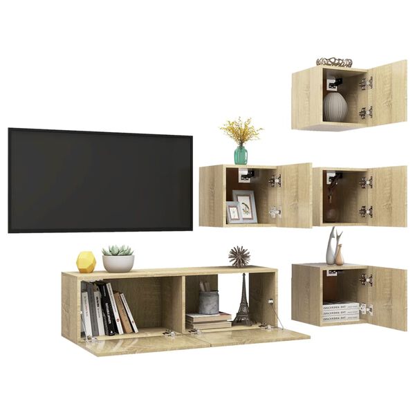 vidaXL TV Cabinet Set Set of 5 Sonoma oak Engineered wood Storage