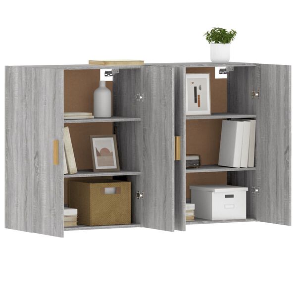 vidaXL Wall Mounted Cabinet Set of 2 Grey sonoma