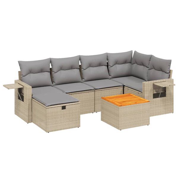 vidaXL Garden Sofa Set Mix beige with light grey cushions