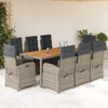 vidaXL Garden Dining Set Gray PE Rattan Large UV-resistant materials