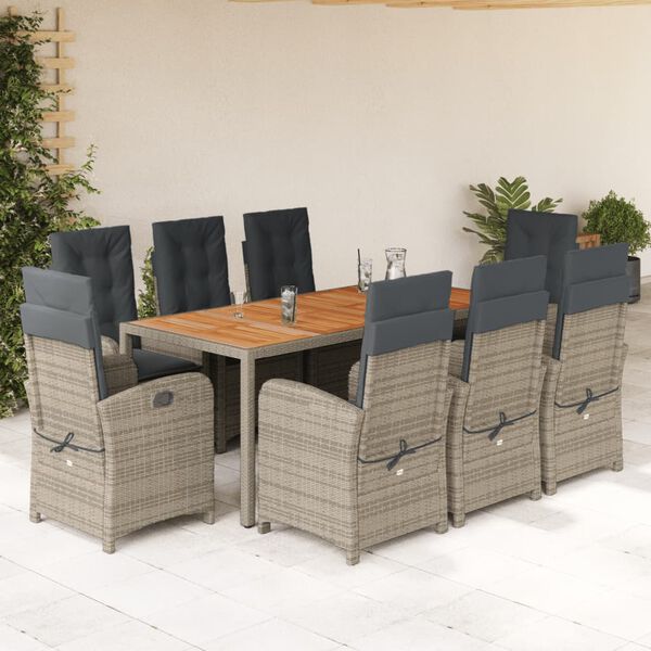 vidaXL Garden Dining Set Gray PE Rattan Large UV-resistant materials