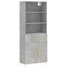 vidaXL Highboard Concrete grey Engineered wood, Metal Tall Highboard