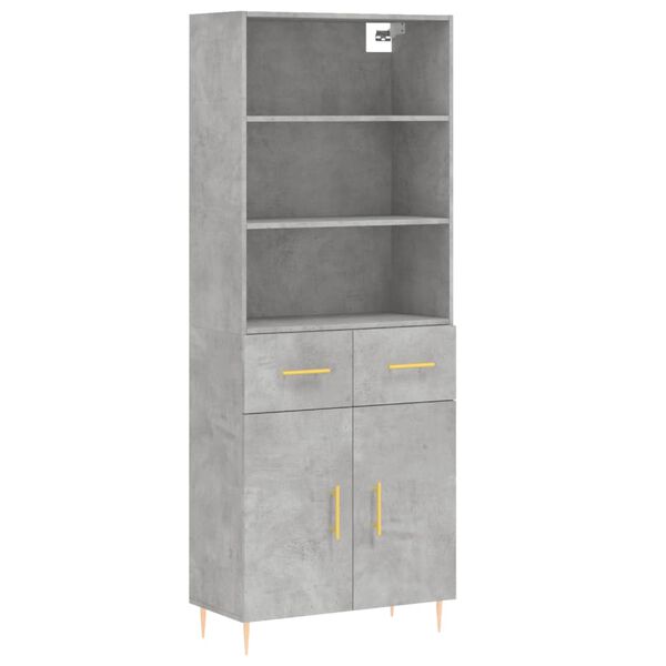 vidaXL Highboard Concrete grey Engineered wood, Metal Tall Highboard