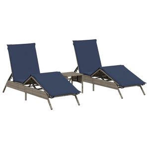 vidaXL Sun Lounger Grey PE rattan Adjustable Footrests Sun Lounger
