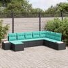 vidaXL Garden Sofa Set 8 pcs Black and Turquoise Poly Rattan