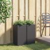 vidaXL Garden Planter Set of 2 Black Powder-coated steel Medium