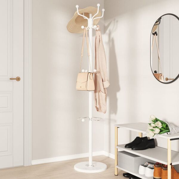 vidaXL Coat Stand White Powder-coated iron and marble