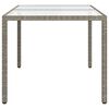 vidaXL Garden Table Grey Poly rattan, tempered glass, powder-coated steel
