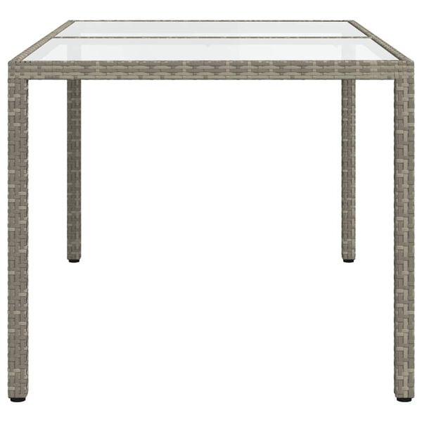 vidaXL Garden Table Grey Poly rattan, tempered glass, powder-coated steel