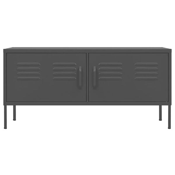 vidaXL TV Cabinet Gray Steel Medium Levelers TV Cabinet Rectangular