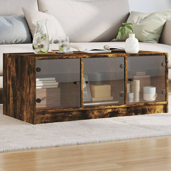 vidaXL Coffee Table Smoked Oak Engineered Wood, Glass