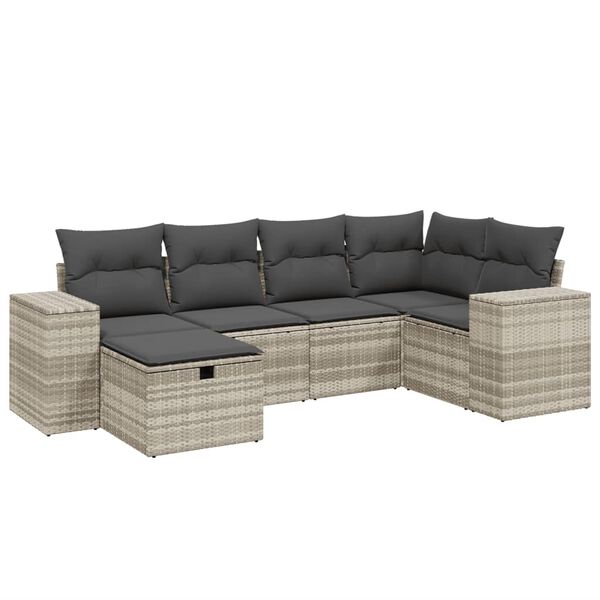 vidaXL Garden Sofa Set Light Grey Poly Rattan and Powder-Coated Steel