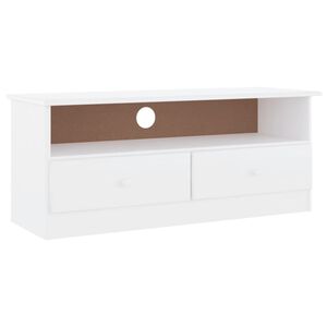 vidaXL TV Cabinet White Solid pine wood Medium TV Cabinet Rectangular