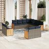 vidaXL 11 Piece Garden Sofa Set with Cushions Grey Poly Rattan