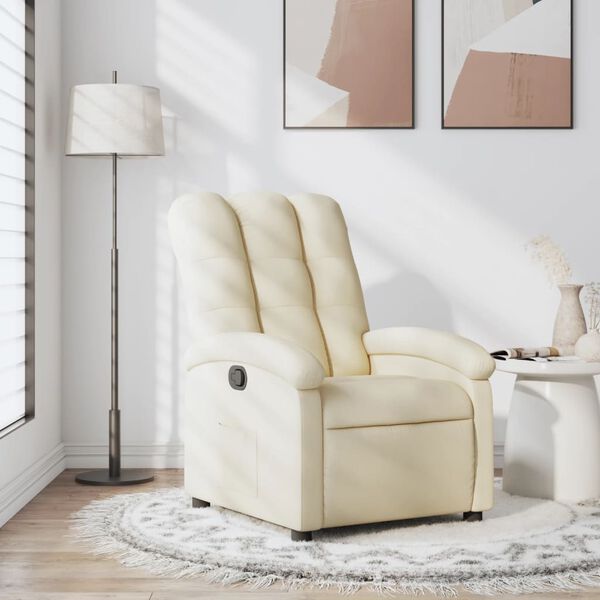 vidaXL Recliner Chair Cream 100% Polyester, Metal, Plywood