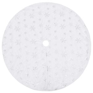 vidaXL Christmas Tree Skirt White Faux fur 35.4 in diameter