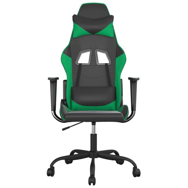 vidaXL Gaming Chair Black and Green Faux Leather Medium