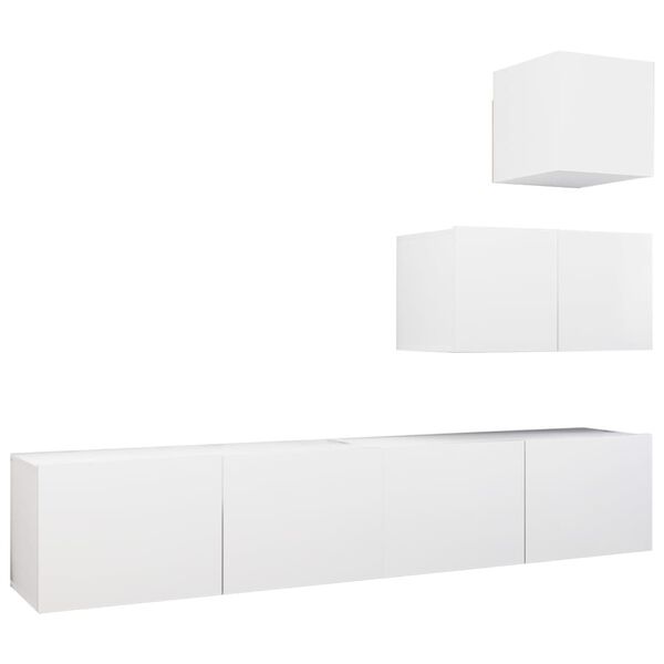 vidaXL TV Cabinet Set White Engineered wood Standard TV Cabinet Set