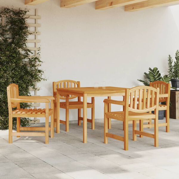 vidaXL 5 Piece Patio Dining Set Solid Wood Teak