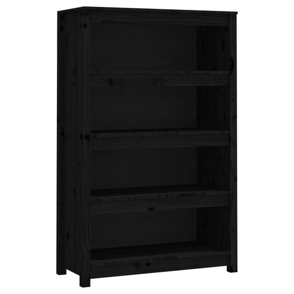 vidaXL Book Cabinet Black Solid Pine Wood Medium Book Cabinet