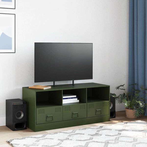vidaXL TV Cabinet Olive Green Cold-rolled steel Medium TV Cabinet