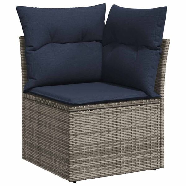 vidaXL 11 Piece Patio Sofa Set with Cushions Grey Poly Rattan (US only)