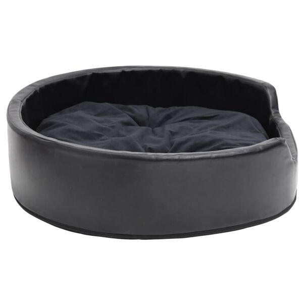 vidaXL Dog Bed Black Faux leather, plush, PP cotton, foam Medium