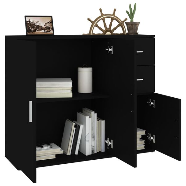 vidaXL Sideboard Black Engineered Wood 35.8 x 11.6 x 29.5 in Sideboard