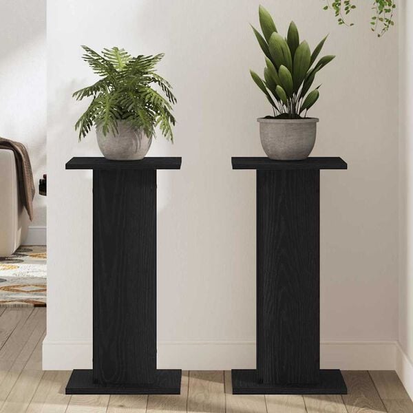 vidaXL Plant Stand 2 pcs Black Oak 11.81 x 11.81 x 23.62 in