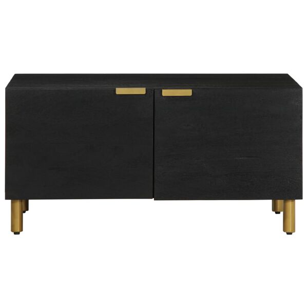 vidaXL Coffee Table Black Engineered wood, solid mango wood, brass Medium