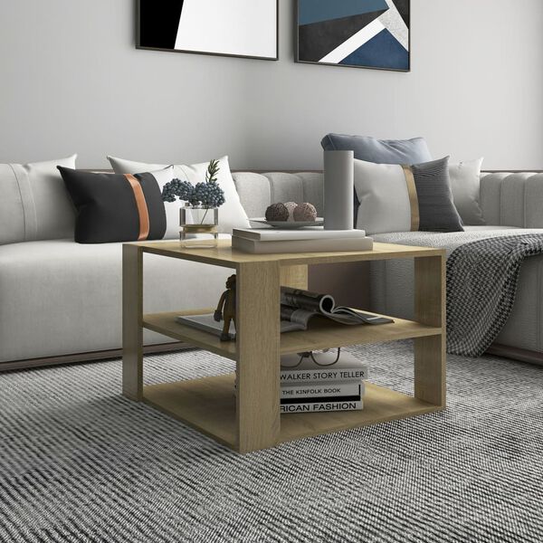 vidaXL Coffee Table Sonoma oak Engineered wood 23.6x23.6x15.7 in